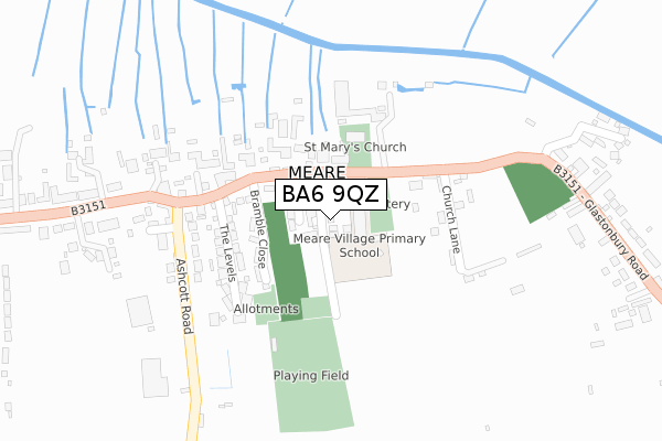 BA6 9QZ map - large scale - OS Open Zoomstack (Ordnance Survey)