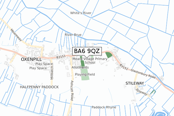 BA6 9QZ map - small scale - OS Open Zoomstack (Ordnance Survey)