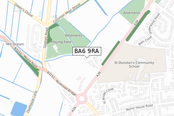 BA6 9RA map - large scale - OS Open Zoomstack (Ordnance Survey)