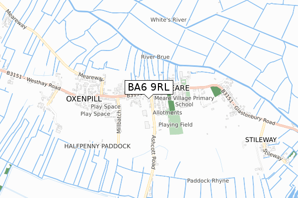 BA6 9RL map - small scale - OS Open Zoomstack (Ordnance Survey)