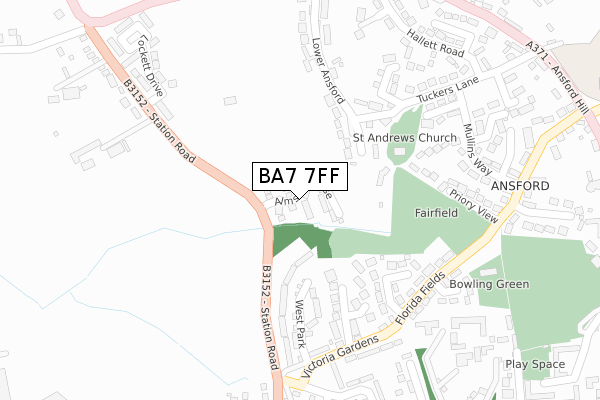 BA7 7FF map - large scale - OS Open Zoomstack (Ordnance Survey)