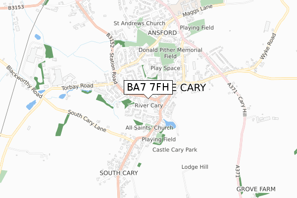 BA7 7FH map - small scale - OS Open Zoomstack (Ordnance Survey) BA7 7FH map - small scale - OS Open Zoomstack (Ordnance Survey)