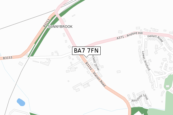 BA7 7FN map - large scale - OS Open Zoomstack (Ordnance Survey)