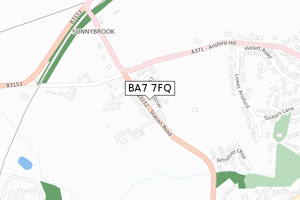 BA7 7FQ map - large scale - OS Open Zoomstack (Ordnance Survey)