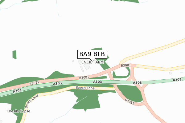 BA9 8LB map - large scale - OS Open Zoomstack (Ordnance Survey)