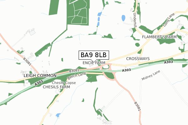 BA9 8LB map - small scale - OS Open Zoomstack (Ordnance Survey)