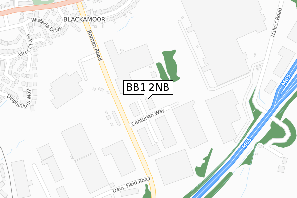 BB1 2NB map - large scale - OS Open Zoomstack (Ordnance Survey)