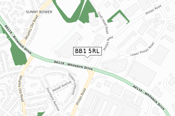 BB1 5RL map - large scale - OS Open Zoomstack (Ordnance Survey)
