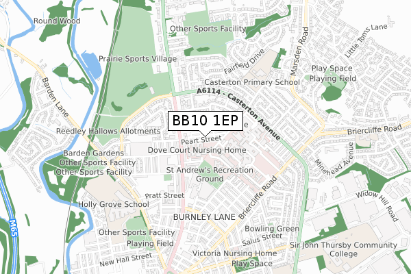 BB10 1EP map - small scale - OS Open Zoomstack (Ordnance Survey)