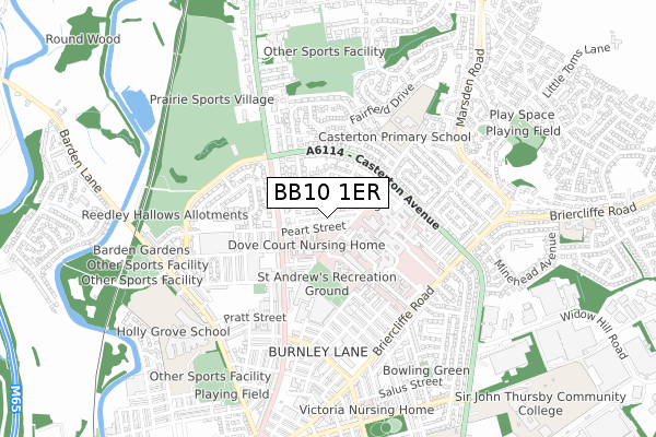 BB10 1ER map - small scale - OS Open Zoomstack (Ordnance Survey)