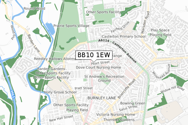 BB10 1EW map - small scale - OS Open Zoomstack (Ordnance Survey)