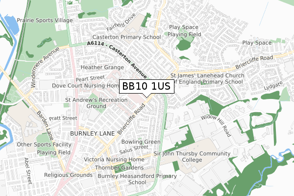 BB10 1US map - small scale - OS Open Zoomstack (Ordnance Survey)