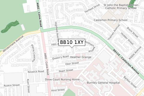 BB10 1XY map - large scale - OS Open Zoomstack (Ordnance Survey)