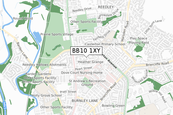 BB10 1XY map - small scale - OS Open Zoomstack (Ordnance Survey)