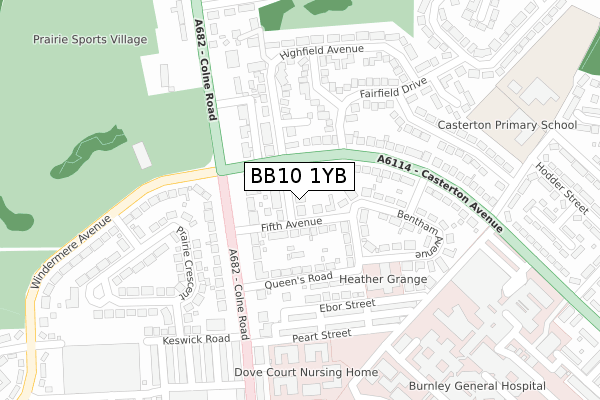 BB10 1YB map - large scale - OS Open Zoomstack (Ordnance Survey)