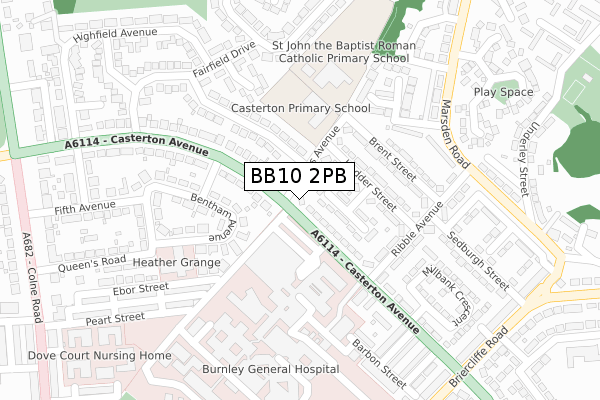 BB10 2PB map - large scale - OS Open Zoomstack (Ordnance Survey)