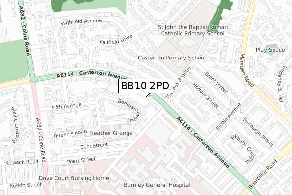 BB10 2PD map - large scale - OS Open Zoomstack (Ordnance Survey)