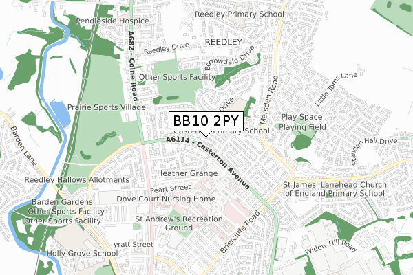 BB10 2PY map - small scale - OS Open Zoomstack (Ordnance Survey)