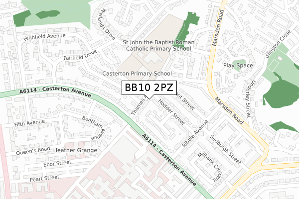 BB10 2PZ map - large scale - OS Open Zoomstack (Ordnance Survey)