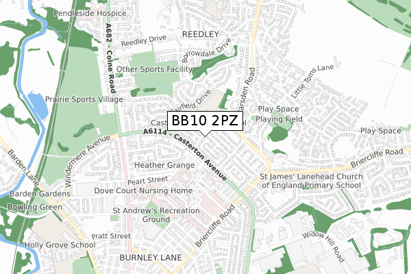 BB10 2PZ map - small scale - OS Open Zoomstack (Ordnance Survey)
