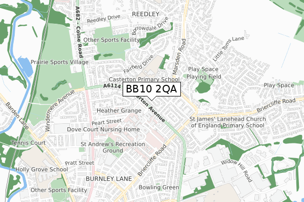 BB10 2QA map - small scale - OS Open Zoomstack (Ordnance Survey)