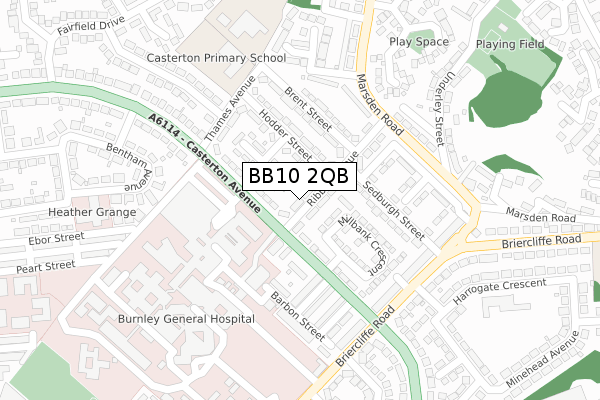 BB10 2QB map - large scale - OS Open Zoomstack (Ordnance Survey)