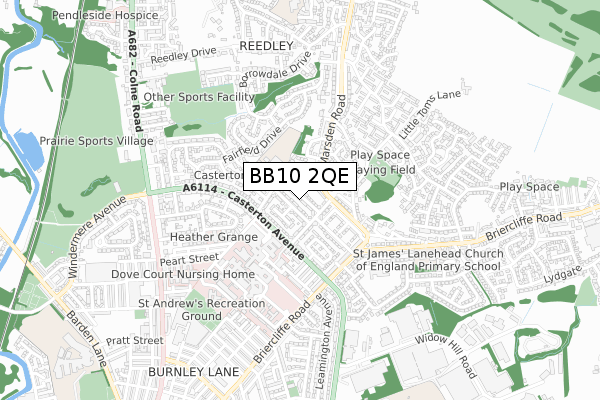 BB10 2QE map - small scale - OS Open Zoomstack (Ordnance Survey)