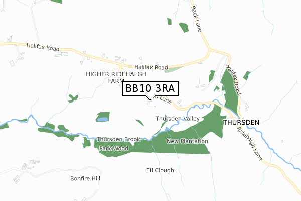 BB10 3RA map - small scale - OS Open Zoomstack (Ordnance Survey)