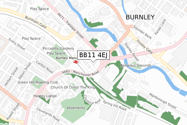BB11 4EJ map - large scale - OS Open Zoomstack (Ordnance Survey)