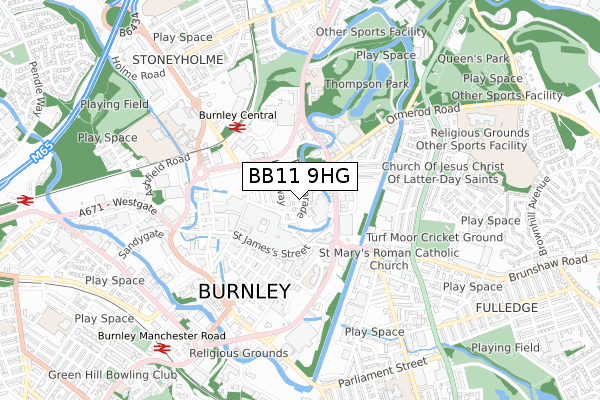 BB11 9HG map - small scale - OS Open Zoomstack (Ordnance Survey)