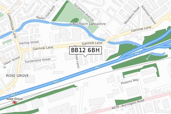 BB12 6BH map - large scale - OS Open Zoomstack (Ordnance Survey)