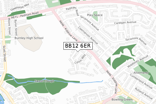 BB12 6ER map - large scale - OS Open Zoomstack (Ordnance Survey)