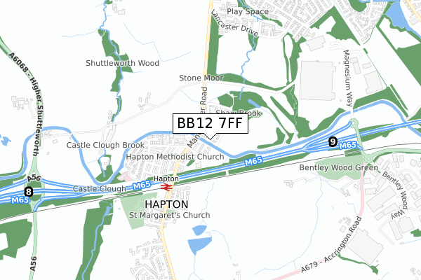 BB12 7FF map - small scale - OS Open Zoomstack (Ordnance Survey) BB12 7FF map - small scale - OS Open Zoomstack (Ordnance Survey)