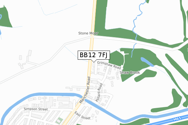 BB12 7FJ map - large scale - OS Open Zoomstack (Ordnance Survey)