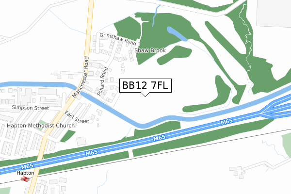 BB12 7FL map - large scale - OS Open Zoomstack (Ordnance Survey)