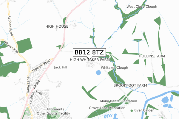 BB12 8TZ map - small scale - OS Open Zoomstack (Ordnance Survey)