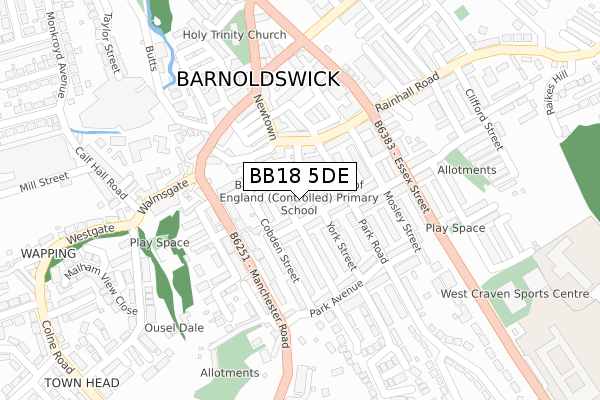 BB18 5DE map - large scale - OS Open Zoomstack (Ordnance Survey) BB18 5DE map - large scale - OS Open Zoomstack (Ordnance Survey)