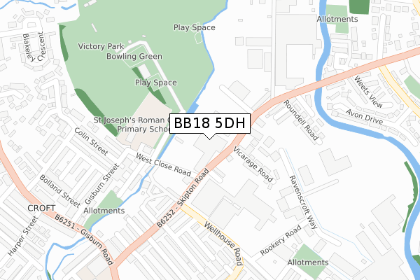 BB18 5DH map - large scale - OS Open Zoomstack (Ordnance Survey)