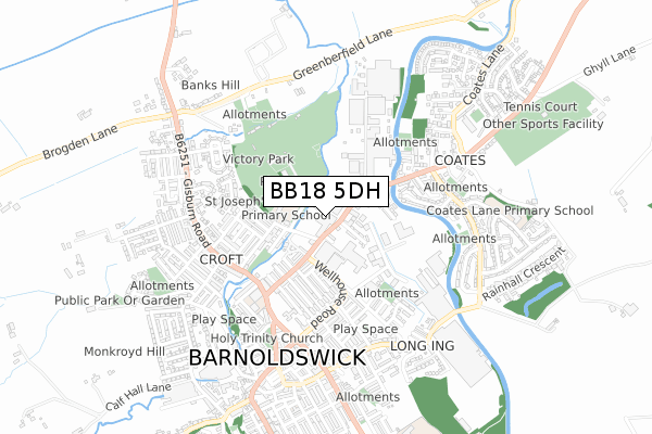 BB18 5DH map - small scale - OS Open Zoomstack (Ordnance Survey) BB18 5DH map - small scale - OS Open Zoomstack (Ordnance Survey)