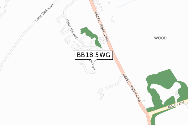 BB18 5WG map - large scale - OS Open Zoomstack (Ordnance Survey)