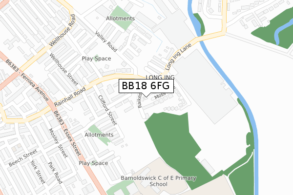 BB18 6FG map - large scale - OS Open Zoomstack (Ordnance Survey)