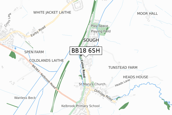 BB18 6SH map - small scale - OS Open Zoomstack (Ordnance Survey)