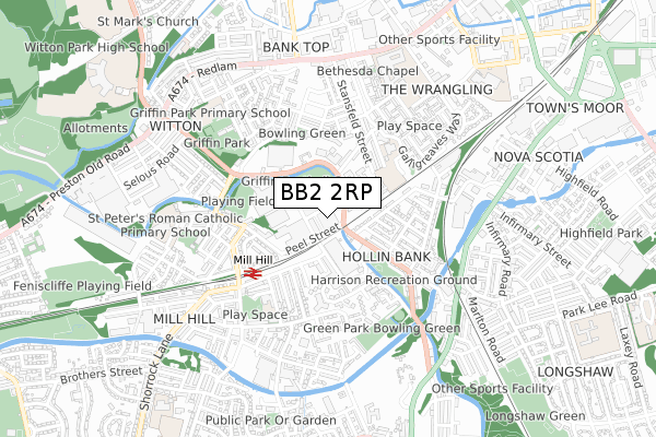 BB2 2RP map - small scale - OS Open Zoomstack (Ordnance Survey)