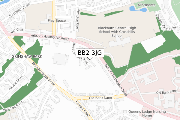 BB2 3JG map - large scale - OS Open Zoomstack (Ordnance Survey)