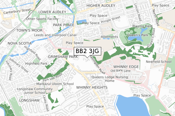 BB2 3JG map - small scale - OS Open Zoomstack (Ordnance Survey)