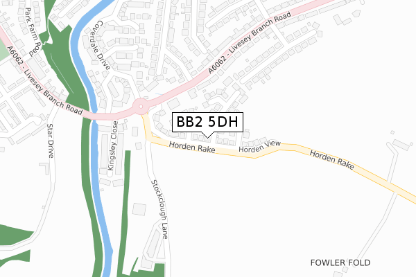 BB2 5DH map - large scale - OS Open Zoomstack (Ordnance Survey)