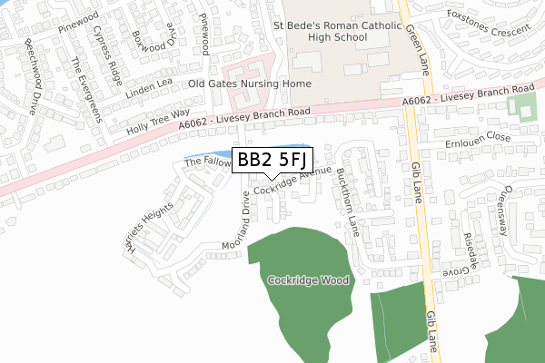 BB2 5FJ map - large scale - OS Open Zoomstack (Ordnance Survey)