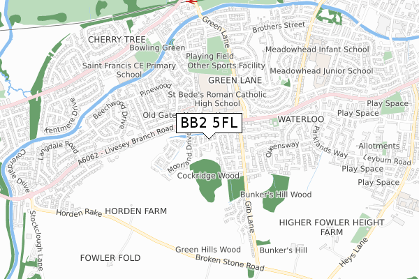 BB2 5FL map - small scale - OS Open Zoomstack (Ordnance Survey)