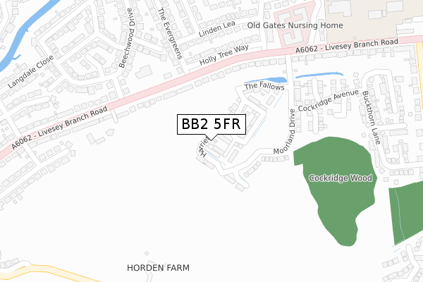 BB2 5FR map - large scale - OS Open Zoomstack (Ordnance Survey)