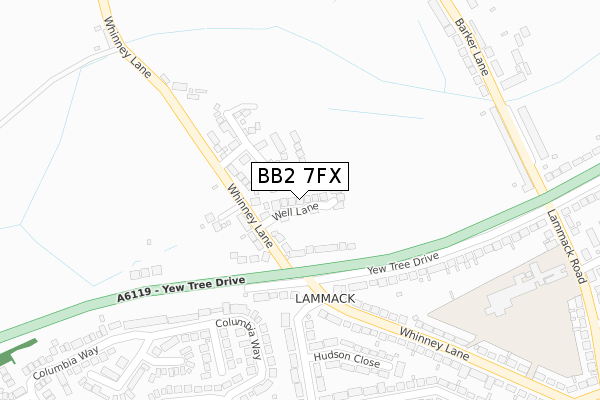 BB2 7FX map - large scale - OS Open Zoomstack (Ordnance Survey)